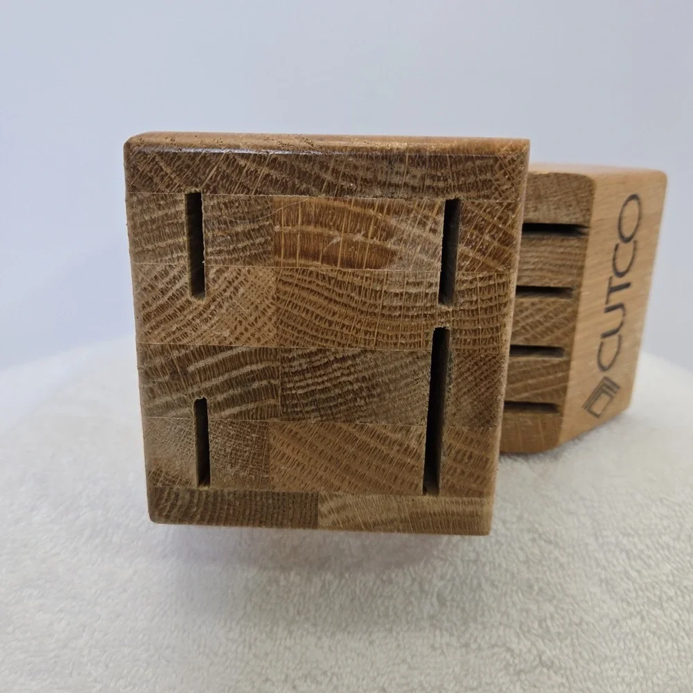 CUTCO 8 Slot Solid Wood Honey Oak Knife Block Holder Made in USA Vtg